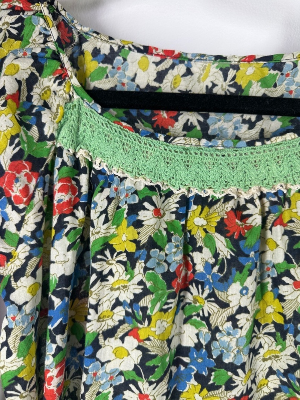 Vintage Floral Green and Black Colorful Maxi Dress sz S - Picture 5 of 11